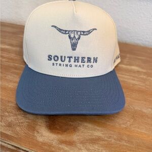 Southern String Hat Co Cream and Blue Cap